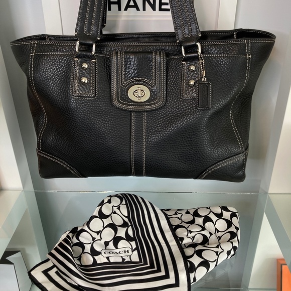 🖤Coach F13960 Black Hampton Pebble Leather Tote - Picture 2 of 11